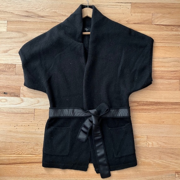 Aqua Sweaters - Women’s Wool Cashmere Sleeveless Wrap Vest Kimono – Size S